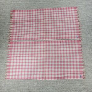 Vintage Cannon Tea Towel Kitchen Dish Rag Pink Gingham Linen Deadstock Set of 2
